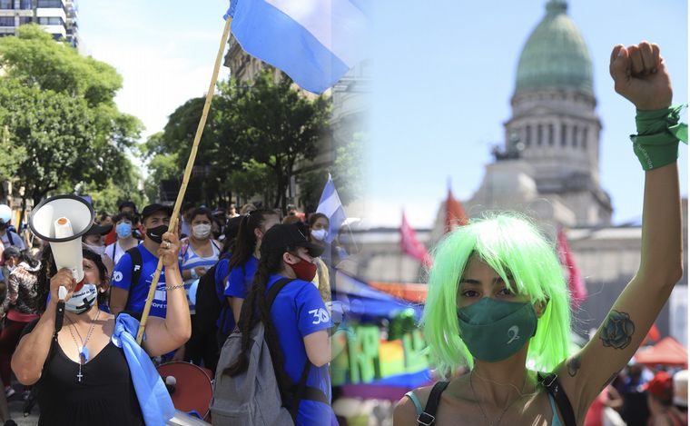 Aborto legal: la marcha "verde" y la marcha "celeste".