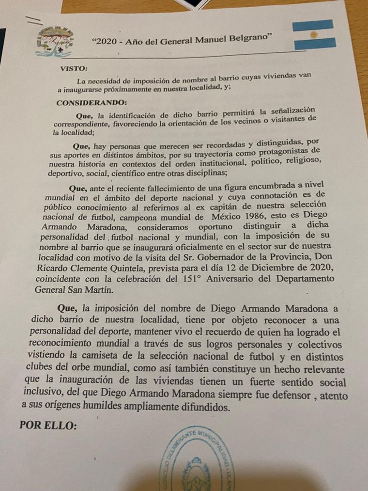 Maradona tiene su propio barrio en La Rioja.