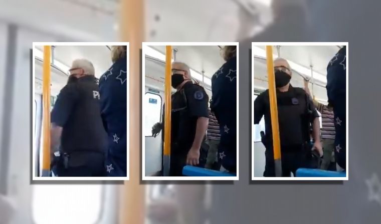 El policía concientizador en el tren Sarmiento.