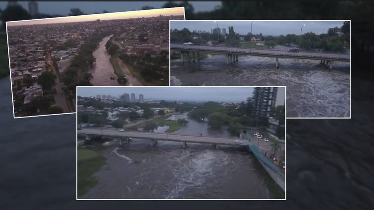 Asi luce el Rio Suquía tras las lluvias.