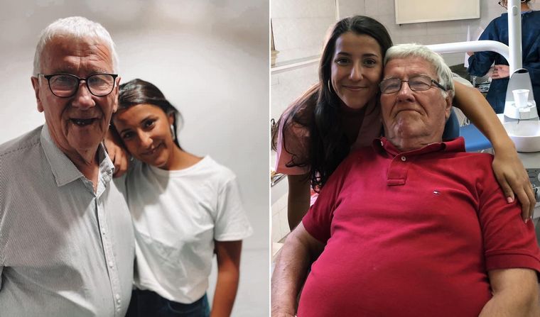 María de los Ángeles y su abuelo Lucio.