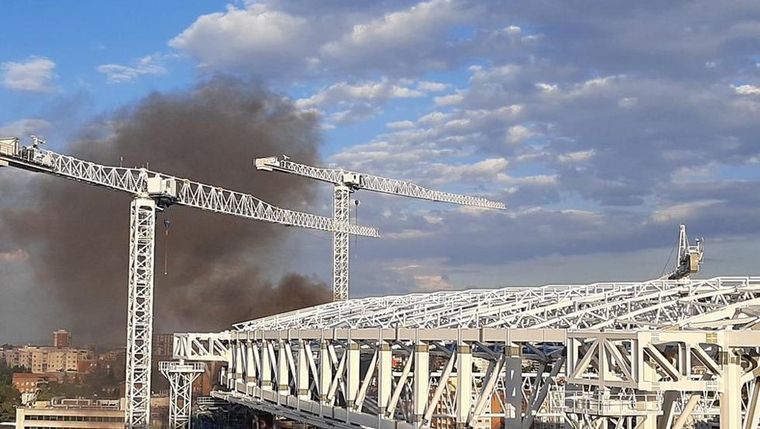 Incendio en el Estado Santiago Bernabéu de España