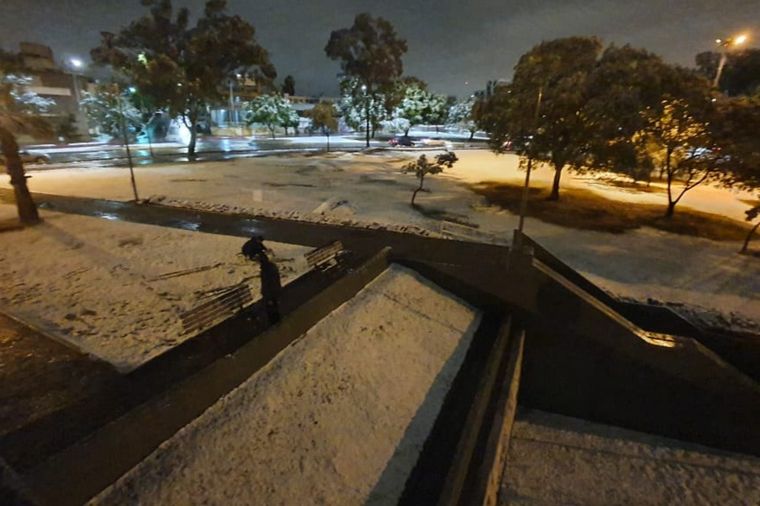 FOTO: Nieve en el Parque Sarmiento de la ciudad de Córdoba.