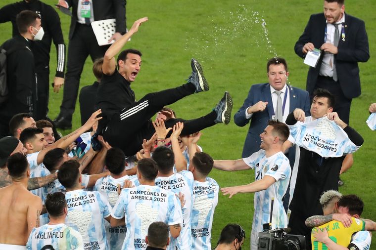 FOTO: Scaloni, en el festejo por la Copa América.