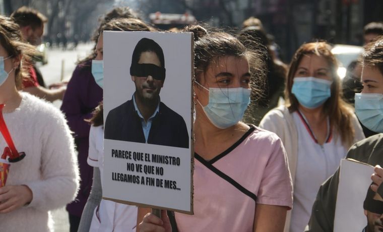 Protesta de trabajadores de la salud en Córdoba.