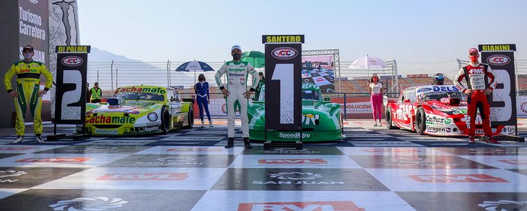 Di Palma (2°), Santero (1°) y Giannini (3°) luego de clasificar en San Juan.