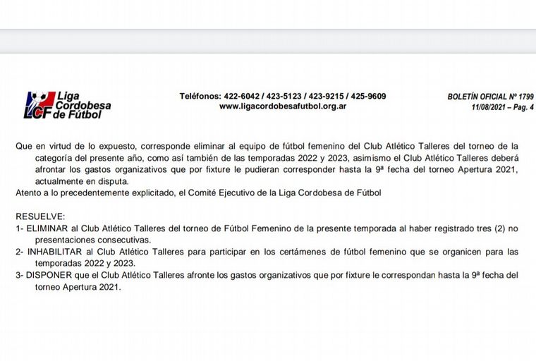 No podrá participar del torneo local en las próximas tres temporadas.