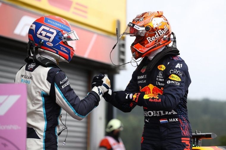 Verstappen felicita a Russell, ambos brillaron en la Qualy de Spa