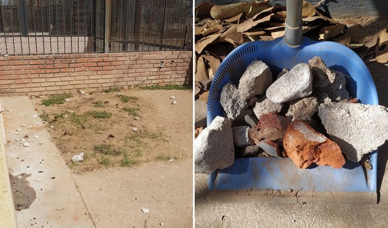 Vecinos damnificados por piedrazos en sus casas.