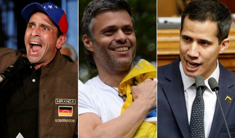 Henrique Capriles, Leopoldo López y Juan Guaidó, principales dirigentes opositores. 