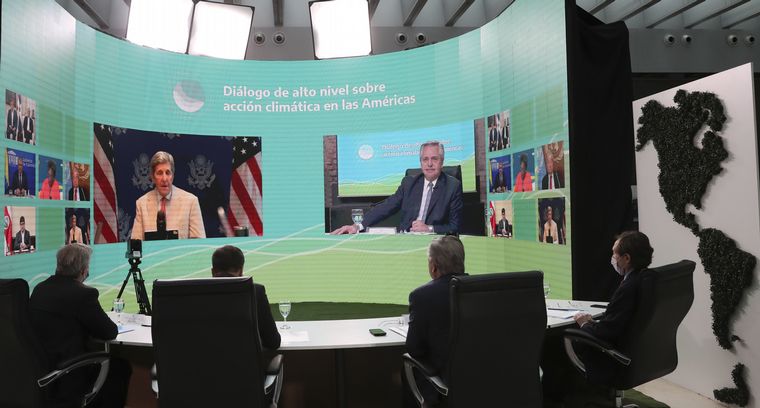 Alberto Fernández, en la cumbre virtual de cambio climático.