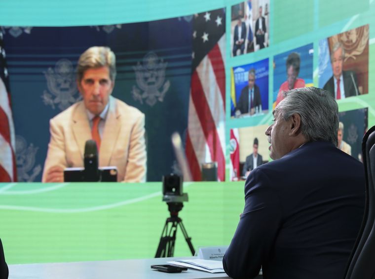 Alberto Fernández, en la cumbre virtual de cambio climático.