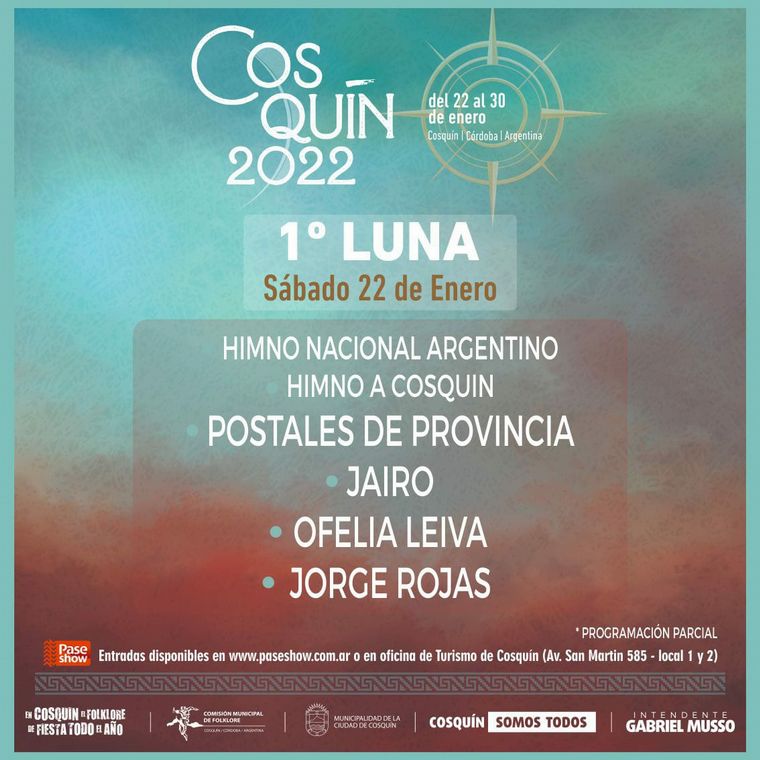 FOTO: El Festival de Cosquín 2022 será del 22 al 30 de enero. 