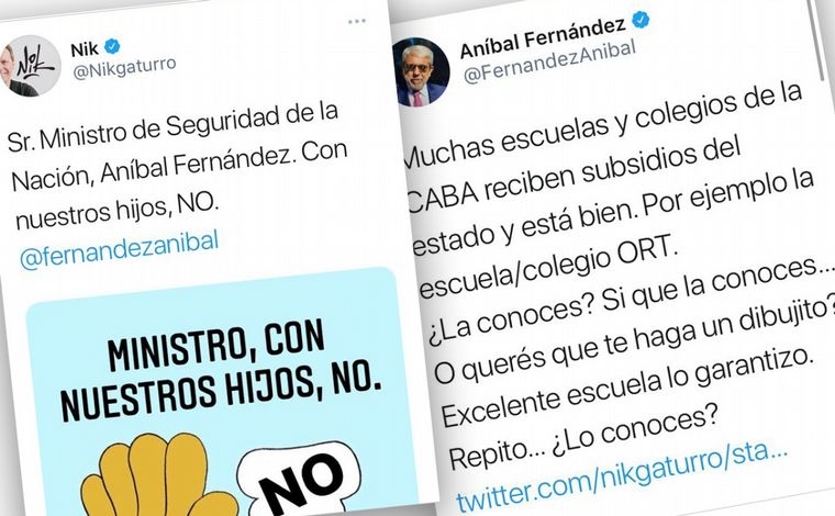 FOTO: Tenso cruce entre Aníbal Fernández y Nik a través de Twitter.