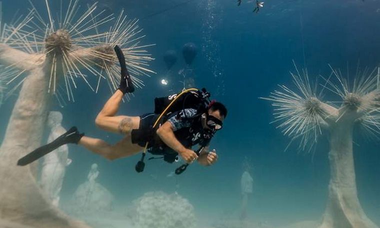 Está compuesto por 93 obras de arte que simulan un bosque marítimo.