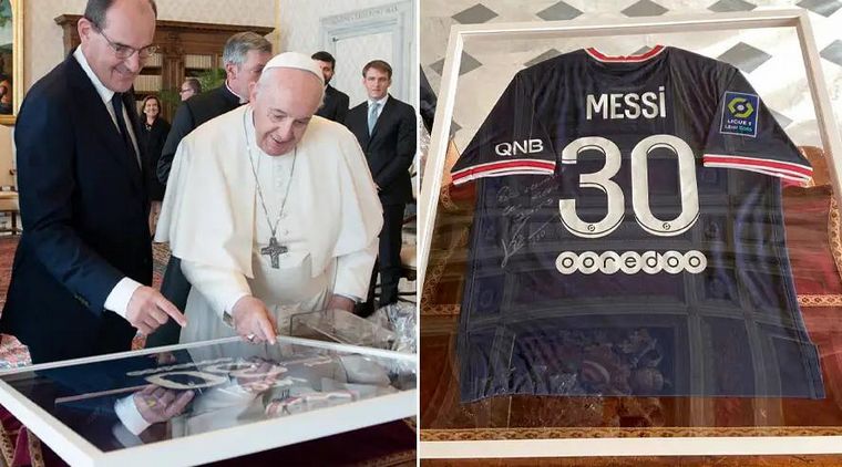 FOTO: El Papa le agradeció a Messi la camiseta del PSG