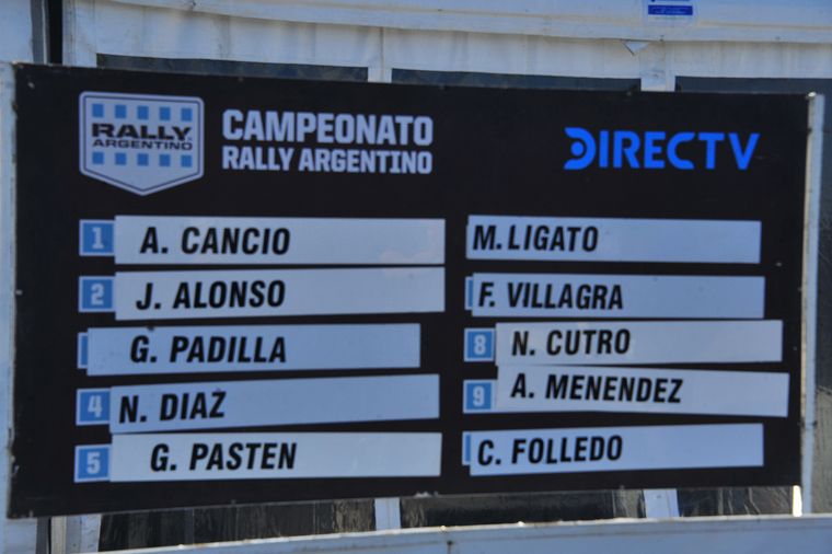 Orden de Largada para Etapa 1.