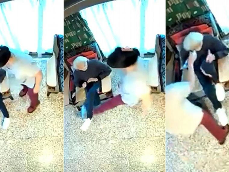 Video: pateó a una abuela de 100 años que debía cuidar.