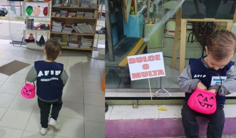 Un niño cordobés se disfrazó de inspector de AFIP para Halloween