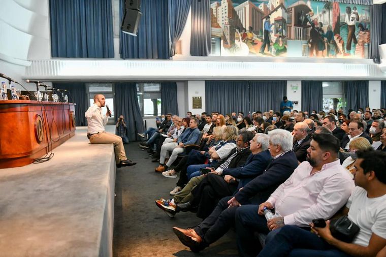 El ministro de Economía, Martín Guzmán, habló ante los líderes sindicales.