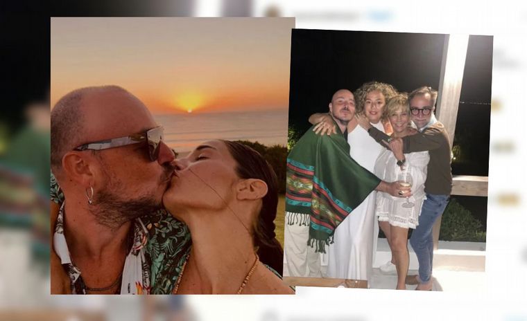 El beso de Juana Viale con César, su amigo íntimo.