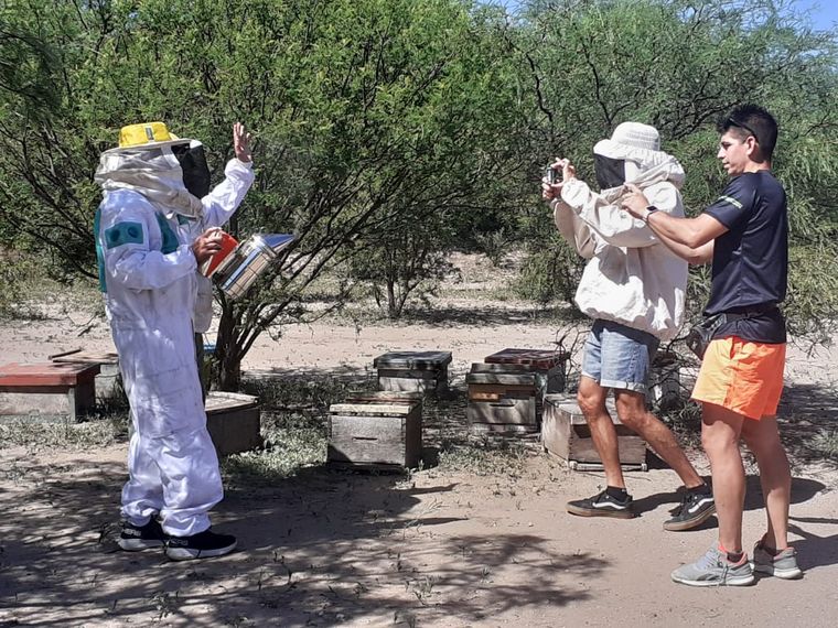 Orlando Morales fue apicultor por un día en San Marcos Sierras.