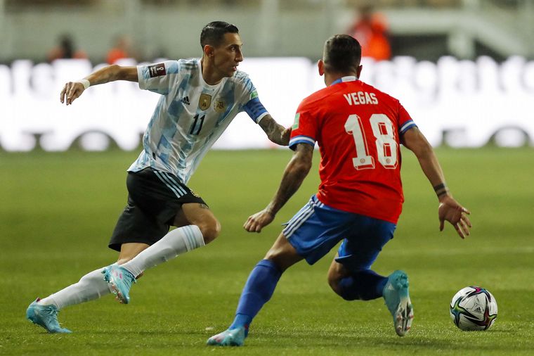 Di María, una de las grandes figuras ante Chile (Foto: Télam).