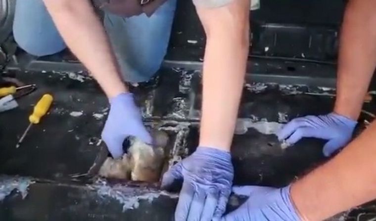 La pasta base estaba oculta en un vehículo de alta gama (Foto: captura de video)