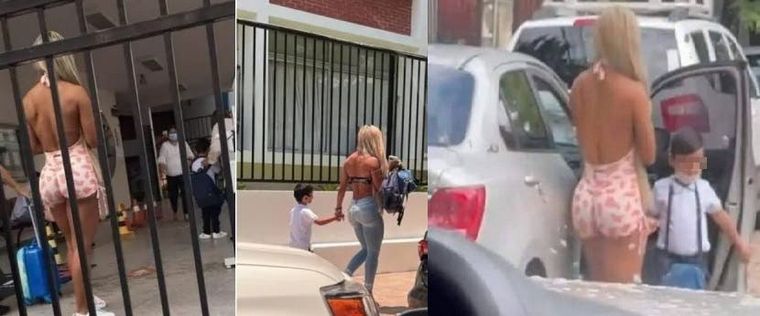 FOTO: Una mamá fue criticada en Bolivia por el atuendo para llevar a su hijo al colegio