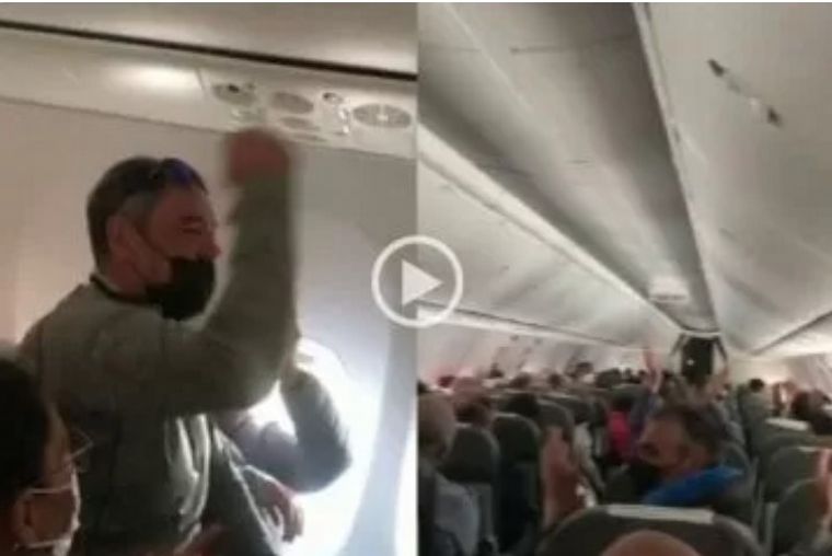 Un héroe de Malvinas se emocionó en homenaje en pleno vuelo