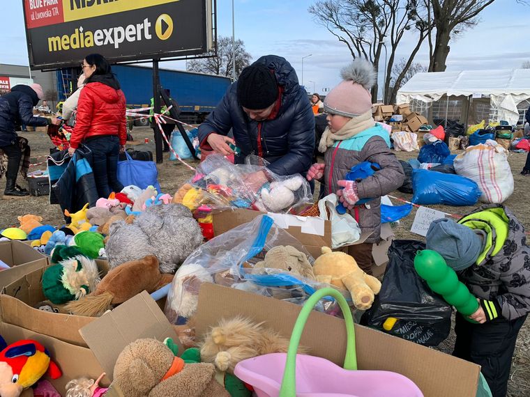 Donaciones para los refugiados ucranianos.