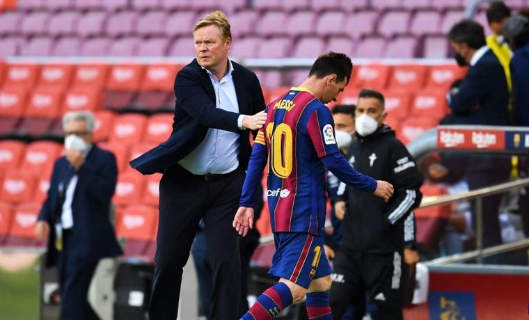Koeman y Messi, en Barcelona.