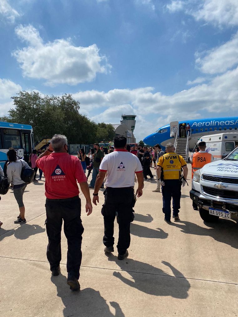 El avión de Aerolíneas Argentinas que aterrizó de emergencia en Córdoba.