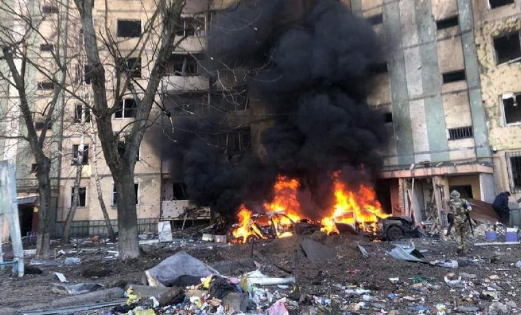 Ataque ruso con proyectiles en Kiev.