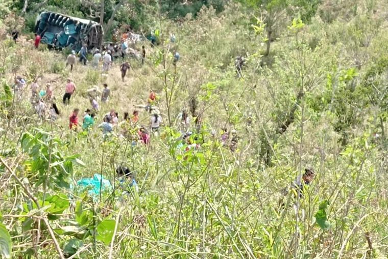 FOTO: Autobús escolar cayó al abismo en Colombia y murieron al menos 6 niños.