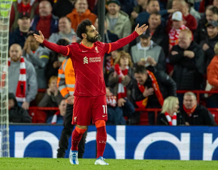 Salah, autor de dos goles en la goleada del Liverpool ante el United.