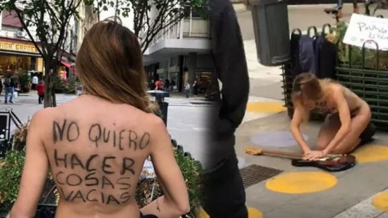 FOTO: Buenos Aires: una cantante se desnudó para protestar contra el autotune (Telenueve)