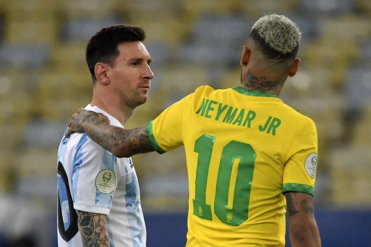 Messi y Neymar, estrellas de Argentina y Brasil.