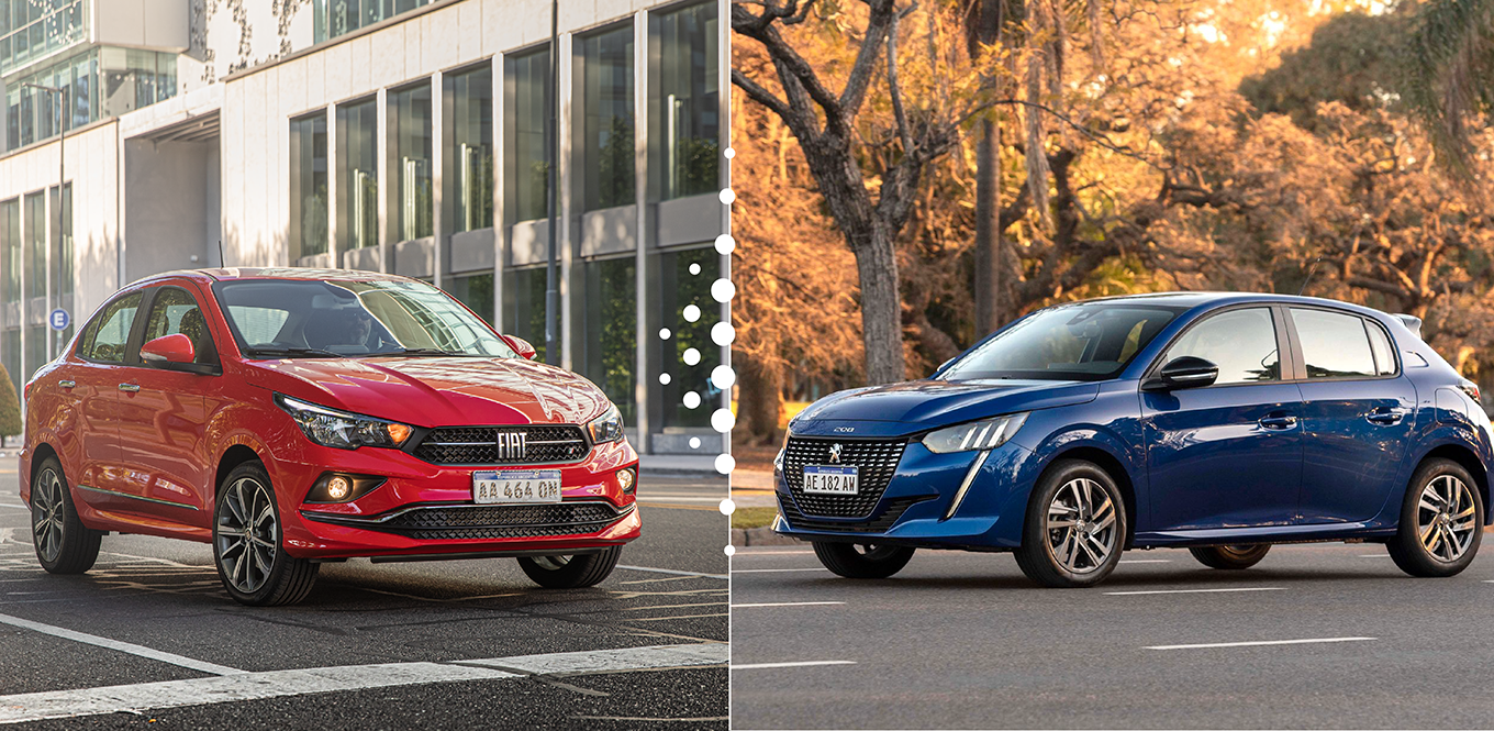 Fiat y Peugeot, emblemas de Stellantis en Argentina.