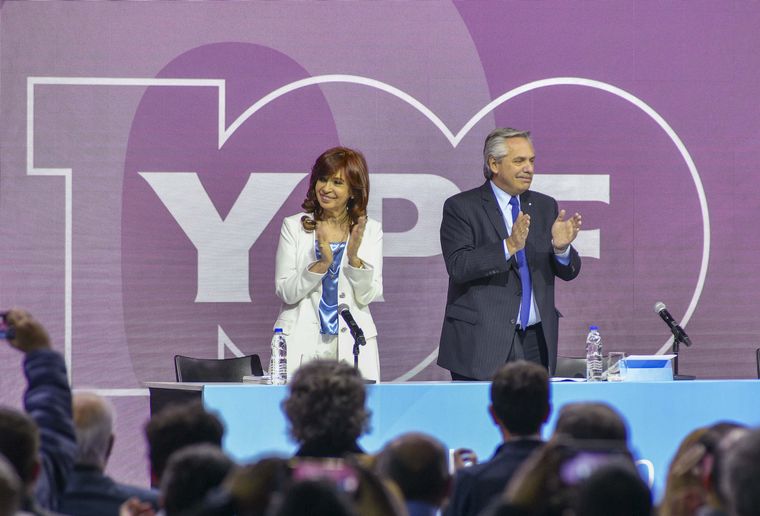 FOTO: Alberto Fernández y Cristina Kirchner, durante el acto en Tecnópolis.