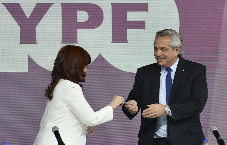 FOTO: Alberto Fernández y Cristina Kirchner, durante el acto en Tecnópolis.