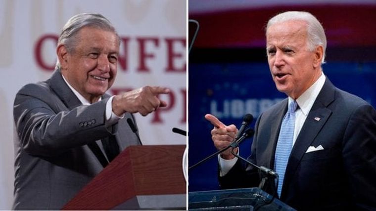 El presidente mexicano López Obrador y el mandatario estadounidense Joe Biden. 