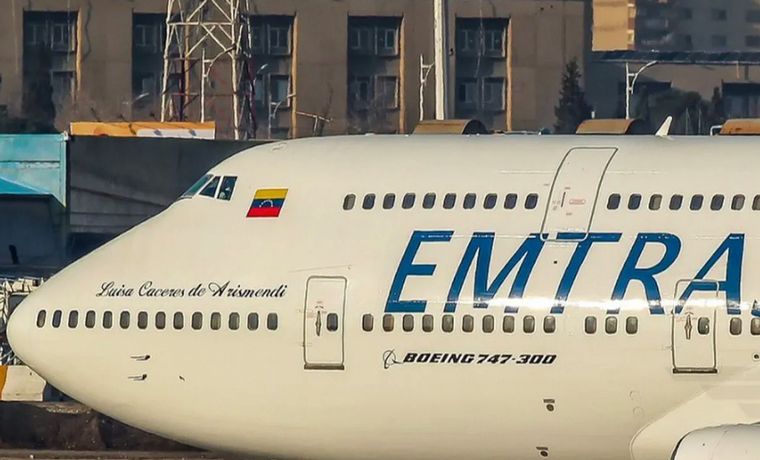 FOTO: El Boeing 747 de Emtrasur, varado en Ezeiza. (Foto: La Nación)