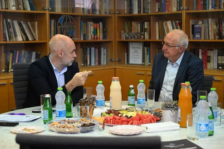 Larreta con el ex jefe del Consejo Económico Nacional israelí, Manuel Trajtenberg.