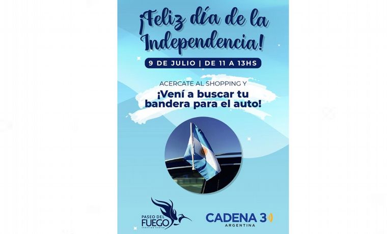 FOTO: Cadena 3 Ushuaia regala banderitas argentinas