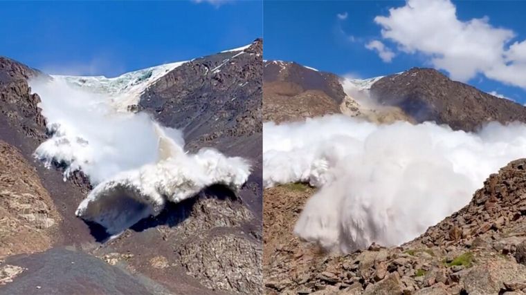 Casi muere aplastado por una avalancha y lo filmó.