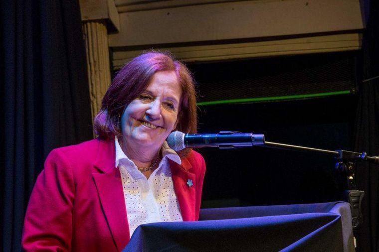 Alejandra Vigo durante el acto que conmemoró los 70 años de la muerte de Eva Perón.