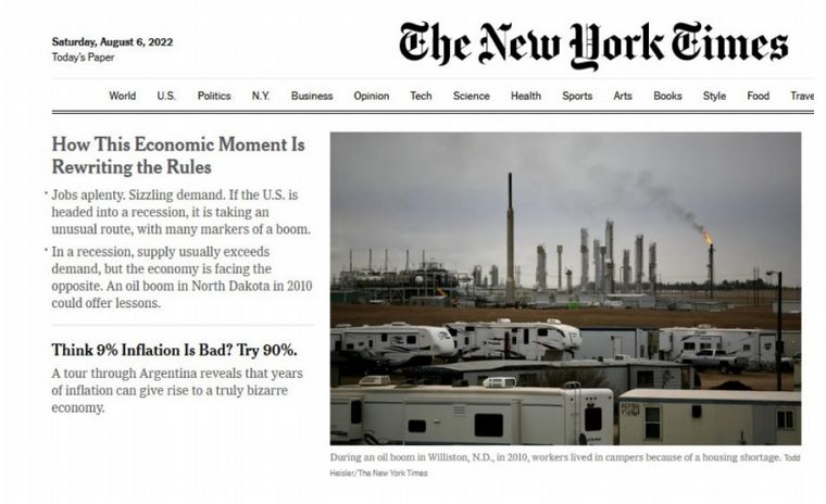 FOTO: The New York Times comparó la inflación en Estados Unidos con Argentina.