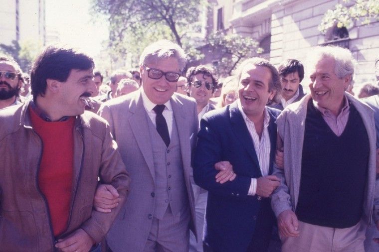 FOTO: Negri, Angeloz, De la Sota y Grosso, en Semana Santa de 1987 (Foto: Daniel Cáceres)