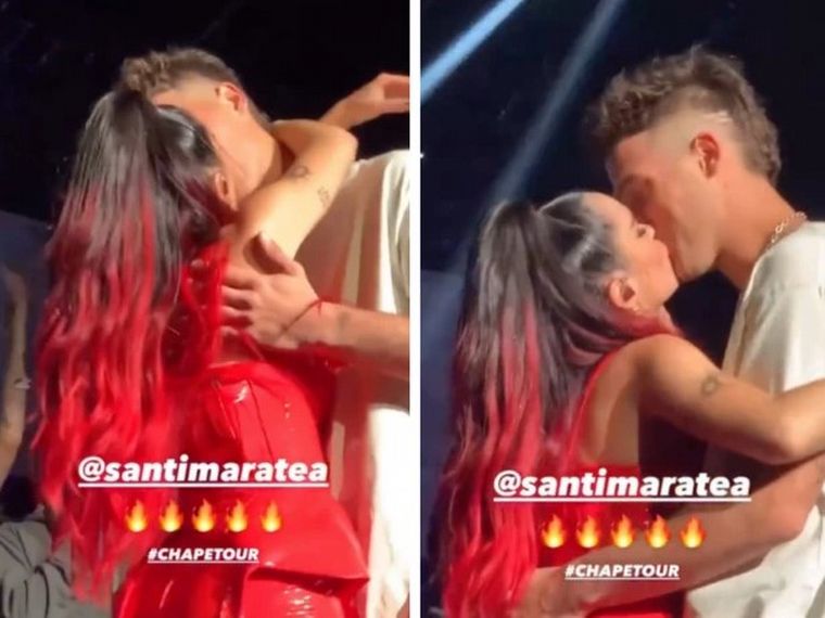 Lali Espósito y Santi Maratea se besaron durante un recital de la cantante.